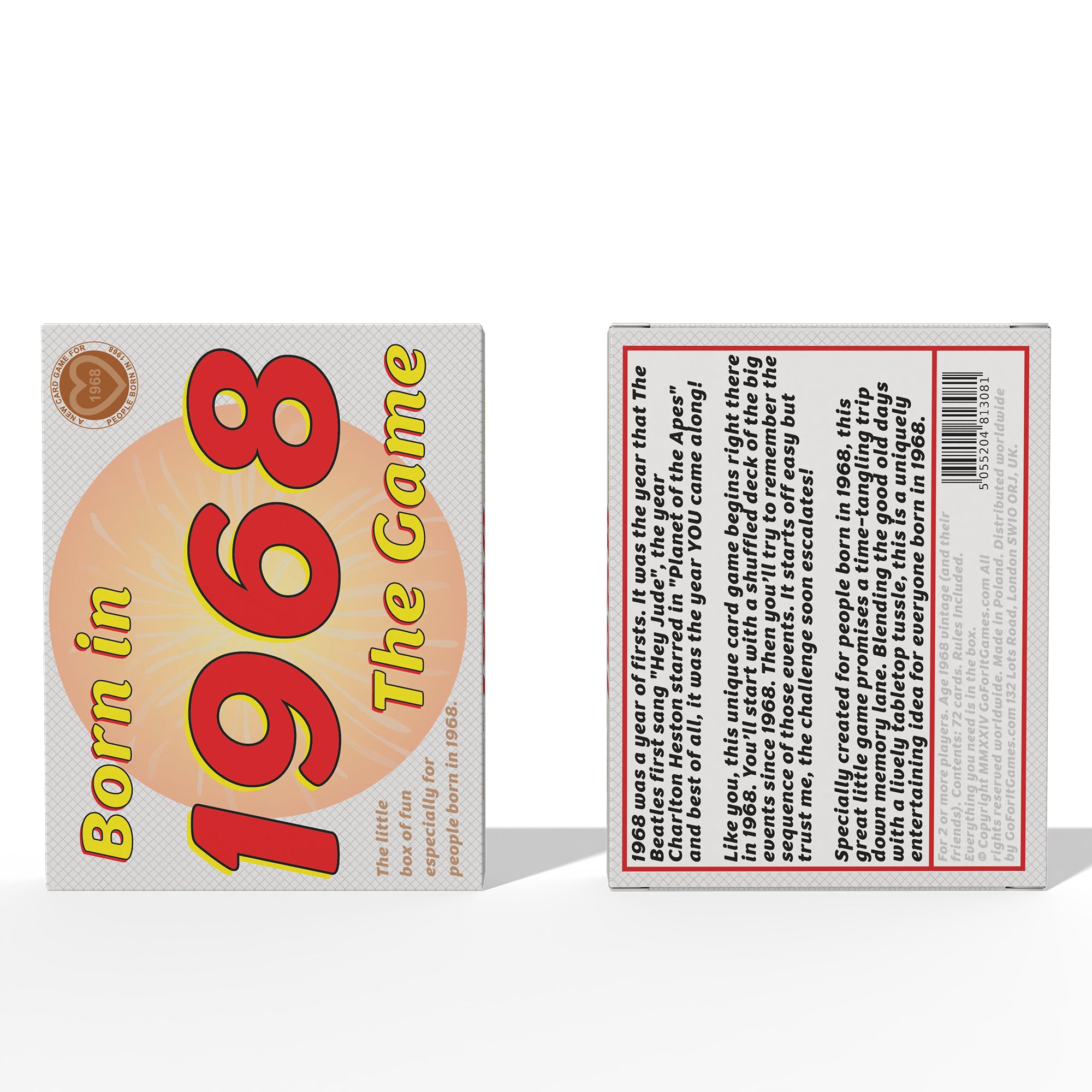 Born in 1968 - THE GAME. A brilliant new 1968 gift especially for the '68 generation - Go For It Games UK