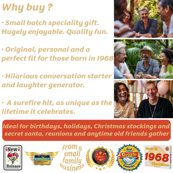 Born in 1968 - THE GAME. A brilliant new 1968 gift especially for the '68 generation