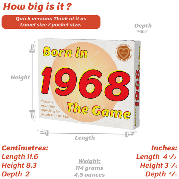 Born in 1968 - THE GAME. A brilliant new 1968 gift especially for the '68 generation