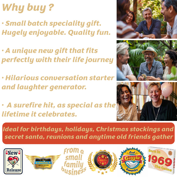 Born in 1969 - THE GAME. A fantastic new 1969 gift, tracking the lives of the '69 generation. Grab your 1969 cards now!