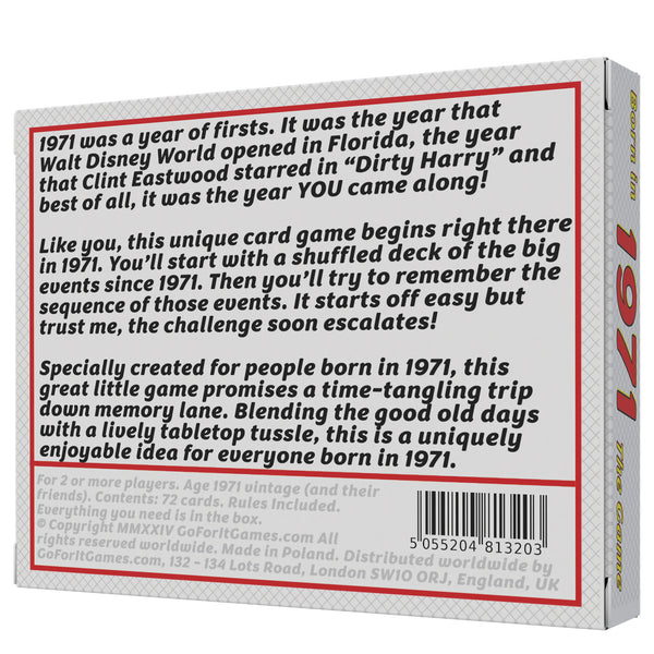 Born in 1971 - THE GAME. Fantastic new 1971 gift uniquely for the '71 generation