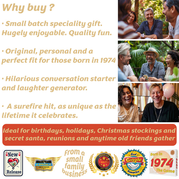 Born in 1974 - THE GAME - the greatest 1974 gift for people born in 1974!