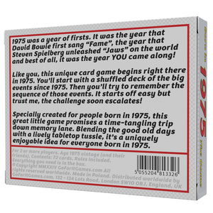 Born in 1975 - THE GAME. Our fantastic new 1975 gift for the '75 generation - Go For It Games UK
