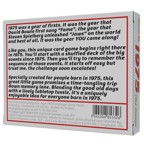 Born in 1975 - THE GAME. Our fantastic new 1975 gift for the '75 generation