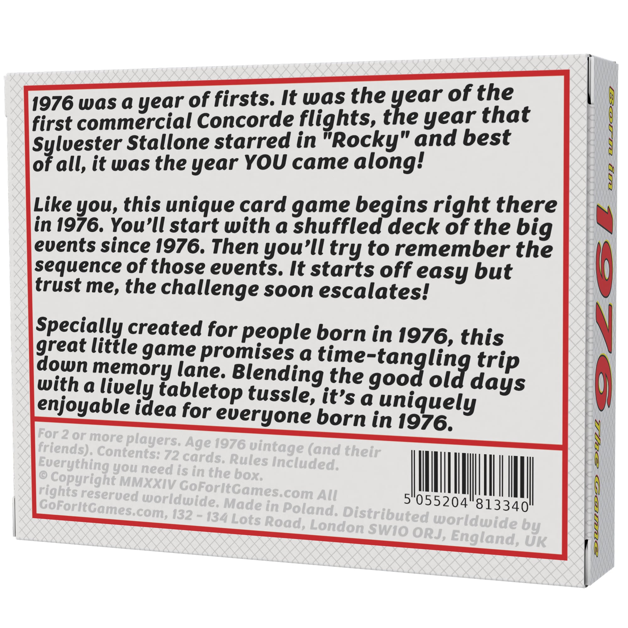 Born in 1976 - THE GAME. Tracking the lives of the '76 generation - Go For It Games UK