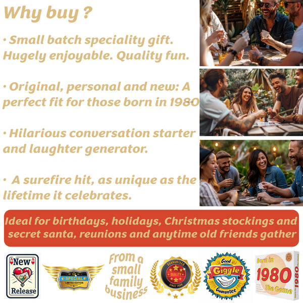 Born in 1980 - THE GAME. Fantastic new 1980 gift uniquely for the '80 generation.