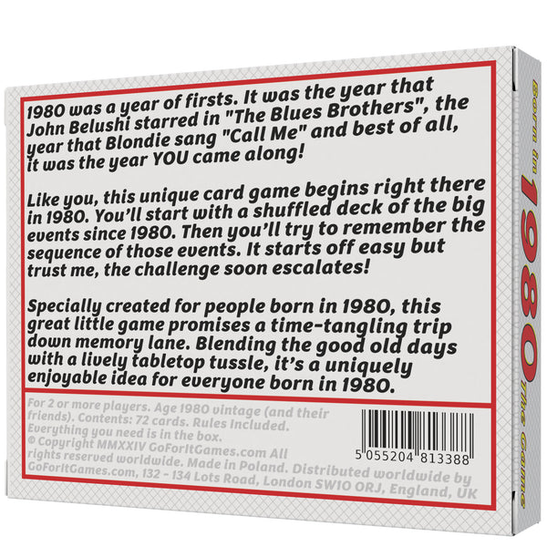 Born in 1980 - THE GAME. Fantastic new 1980 gift uniquely for the '80 generation.