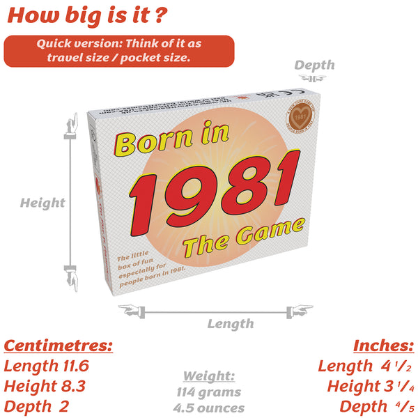 Born in 1981 - THE GAME. New 1981 gift, uniquely for the babies of '81