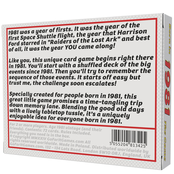 Born in 1981 - THE GAME. New 1981 gift, uniquely for the babies of '81