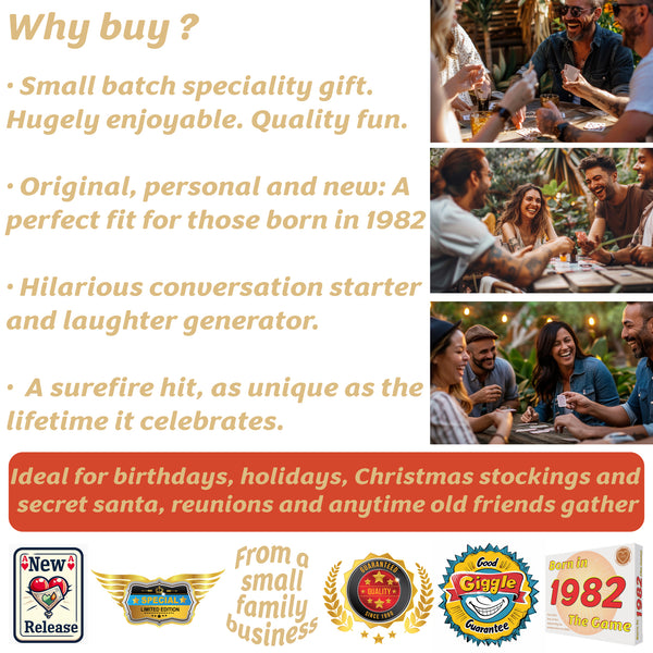 Born in 1982 - THE GAME. Our new game that tracks a life that began in 1982...It's the ultimate 1982 gift idea!