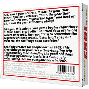 Born in 1982 - THE GAME. Our new game that tracks a life that began in 1982...It's the ultimate 1982 gift idea! - Go For It Games UK
