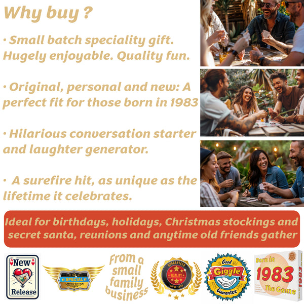 Born in 1983 - The Game: Our 1983 Card Game "of a lifetime", especially for '83 Babies. The ultimate 1983 gift!