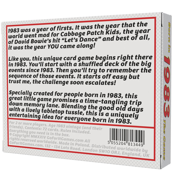 Born in 1983 - The Game: Our 1983 Card Game "of a lifetime", especially for '83 Babies. The ultimate 1983 gift!