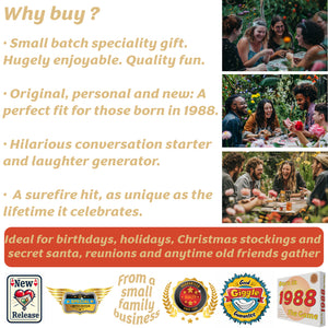 Born in 1988 - THE GAME. Our hilarious new card game that tracks the lives of people who were Born in 1988! - Go For It Games UK