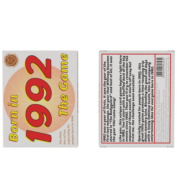 Born in 1992 - THE GAME. Brilliant new 1992 gift, especially for the legends of '92