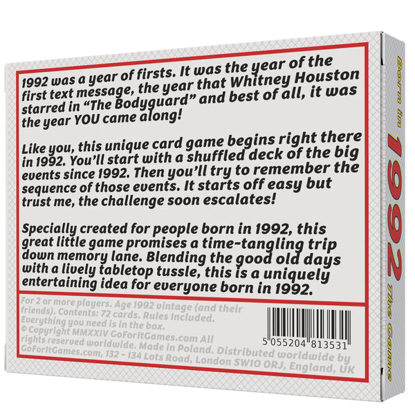 Born in 1992 - THE GAME. Brilliant new 1992 gift, especially for the legends of '92