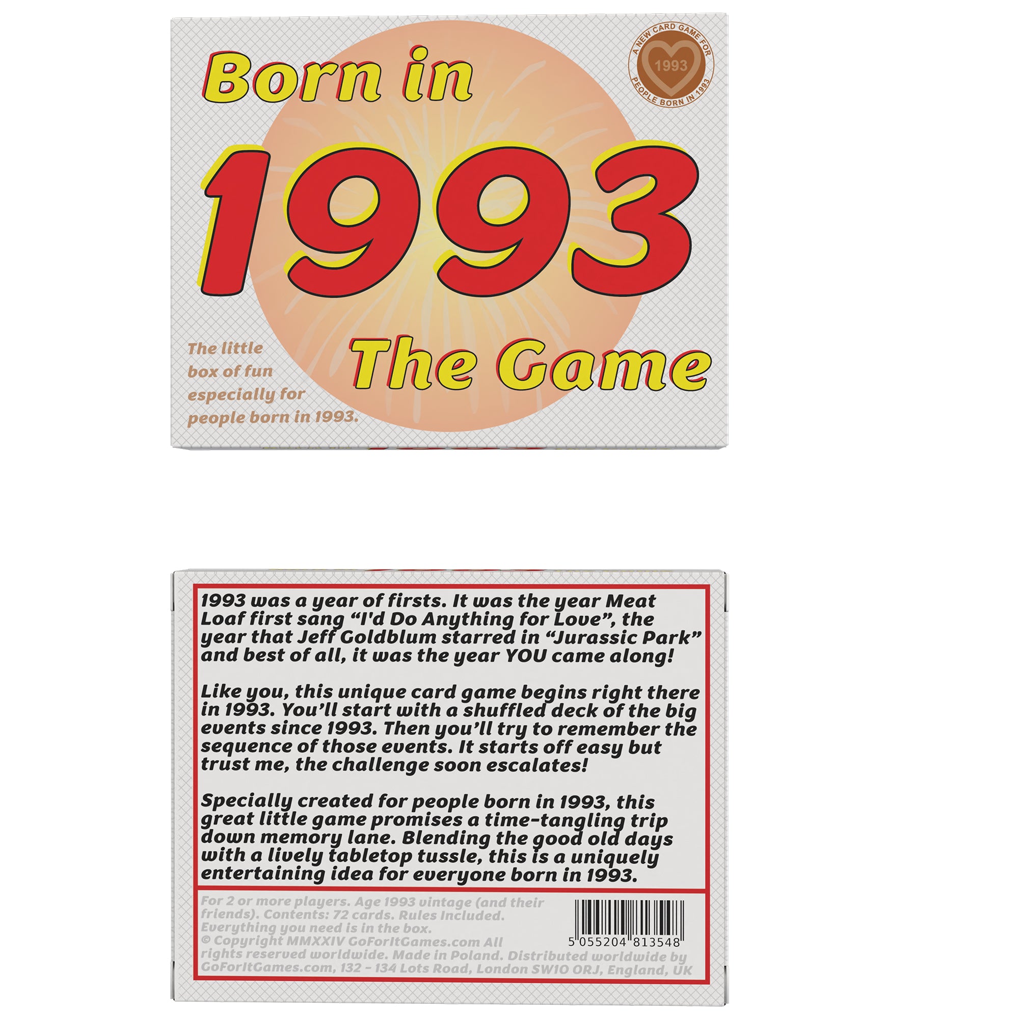 Born in 1993 - THE GAME. A new 1993 card game especially for the '93 generation - Go For It Games UK