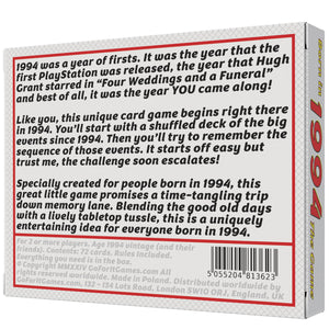 Born in 1994 - THE GAME. Intriguing and hilarious fun for the '94 generation - Go For It Games UK