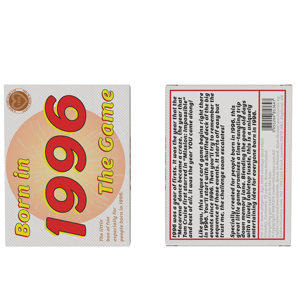 Born in 1996 - THE GAME. Huge fun for the '96 generation with this new 1996 gift