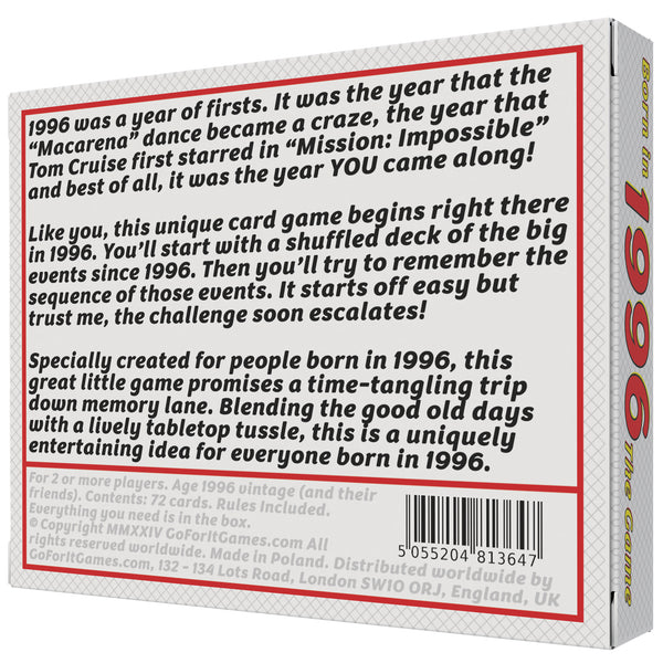 Born in 1996 - THE GAME. Huge fun for the '96 generation with this new 1996 gift