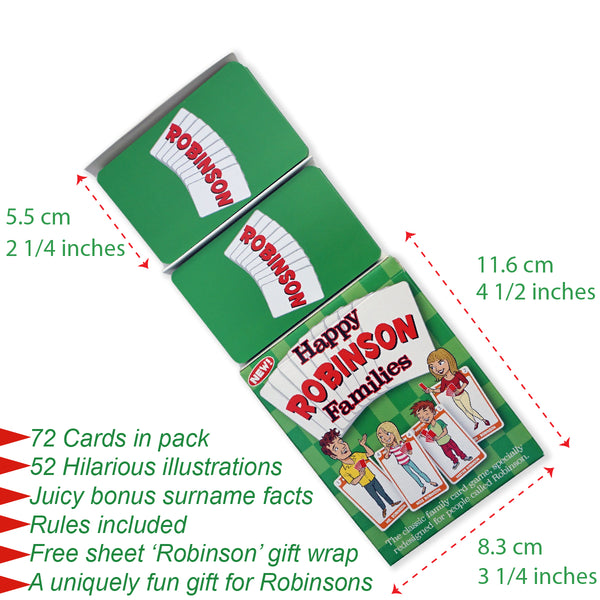 Happy Families card game for families named ROBINSON - Go For It Games UK