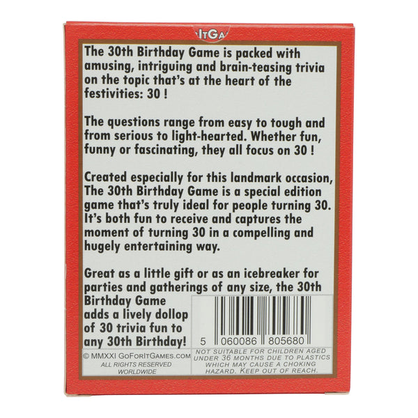 The 30th Birthday Game: 30th Birthday Gift for women or for men - Go For It Games UK