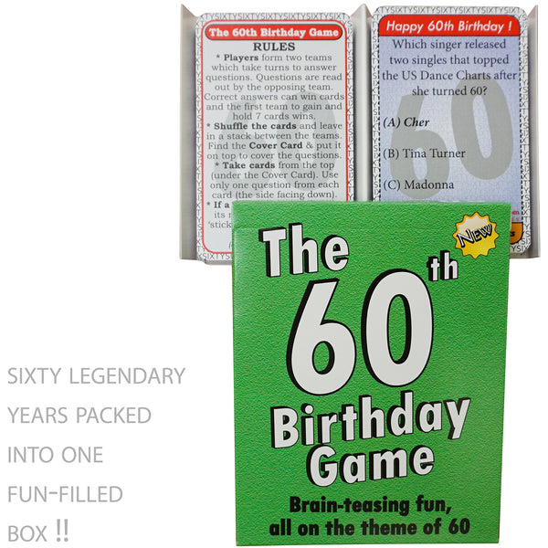 60th Birthday Gift for Men or for Women: 60th Birthday Card Game. A 60 birthday quiz game the happy way to wish a "Happy 60th Birthday" - Go For It Games UK