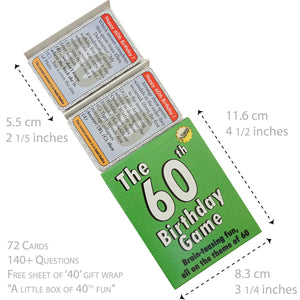60th Birthday Gift for Men or for Women: 60th Birthday Card Game. A 60 birthday quiz game the happy way to wish a "Happy 60th Birthday" - Go For It Games UK