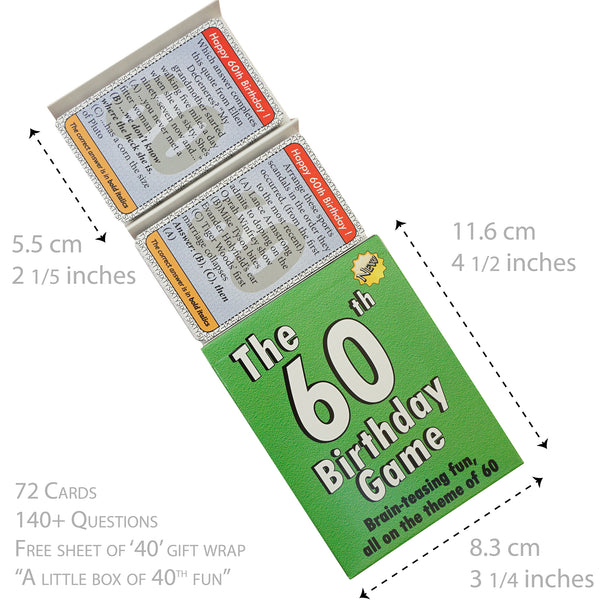 60th Birthday Gift for Men or for Women: 60th Birthday Card Game. A 60 birthday quiz game the happy way to wish a "Happy 60th Birthday" - Go For It Games UK