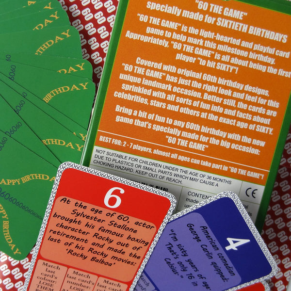 60th Birthday Game - complete with 60th birthday gift wrap paper