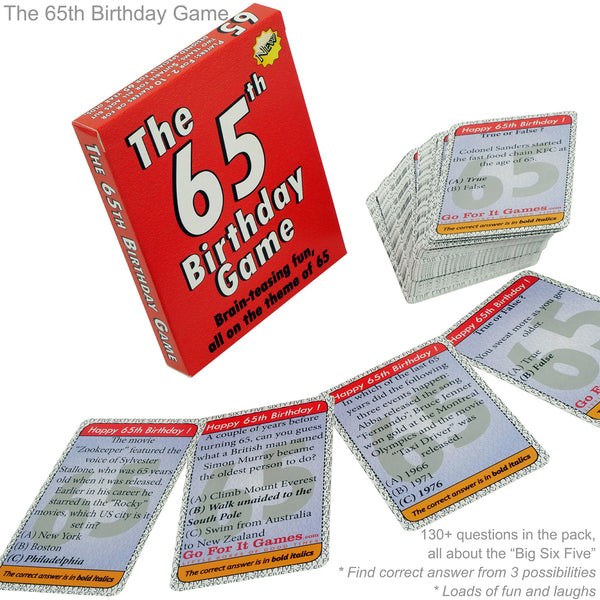 The 65th Birthday Game: 65th Birthday Gift for women or for men - Go For It Games UK