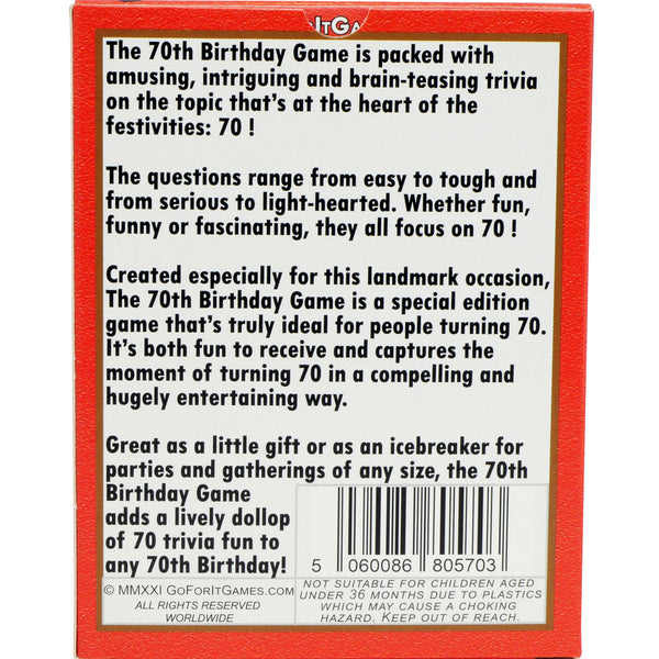 The 70th Birthday Card Game: 70th Birthday Gift For Men Or Women - Go For It Games UK