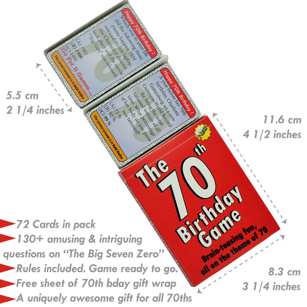 The 70th Birthday Card Game: 70th Birthday Gift For Men Or Women - Go For It Games UK
