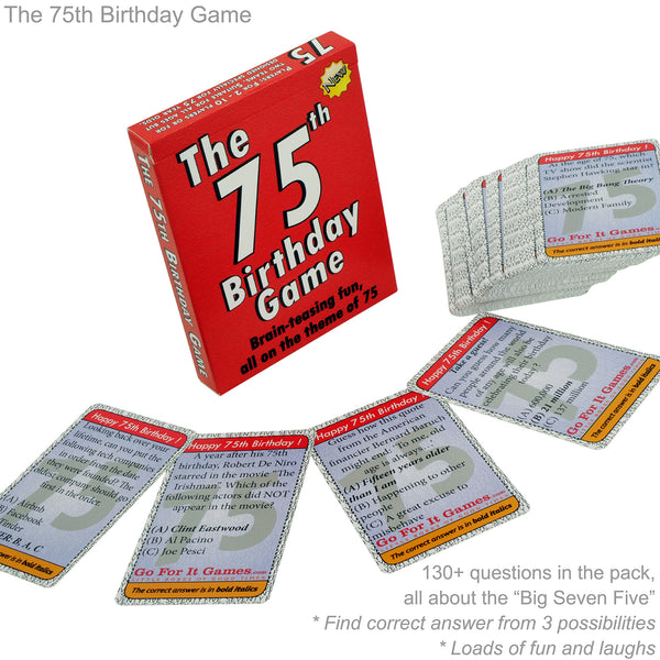 75th Birthday Game – Unique 75th Birthday Gift for men or for women - Go For It Games UK