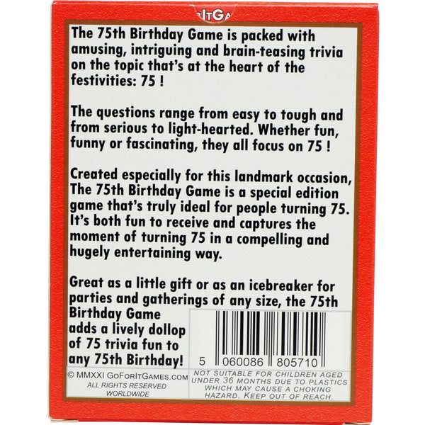 75th Birthday Game – Unique 75th Birthday Gift for men or for women - Go For It Games UK