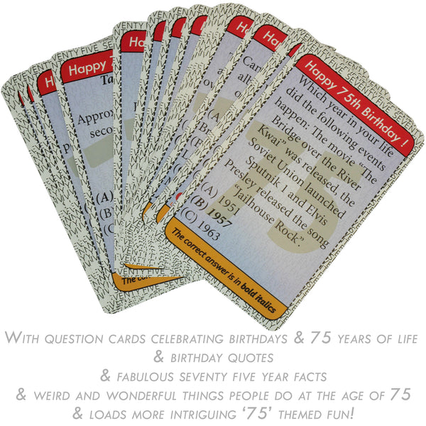 75th Birthday Game – Unique 75th Birthday Gift for men or for women - Go For It Games UK