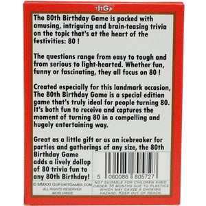 The 80th Birthday Game: 80th Birthday Present Idea for men of women - Go For It Games UK