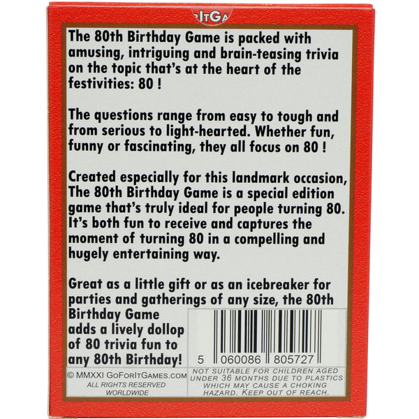 The 80th Birthday Game: 80th Birthday Present Idea for men of women - Go For It Games UK