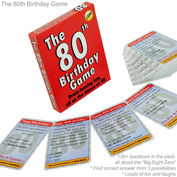 The 80th Birthday Game: 80th Birthday Present Idea for men of women - Go For It Games UK