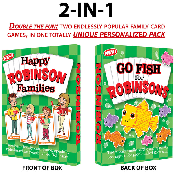 Happy Families card game for families named ROBINSON - Go For It Games UK