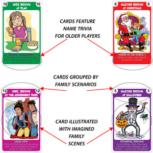 Personalized BROWN Family edition of the Happy Families Card Game - Go For It Games UK