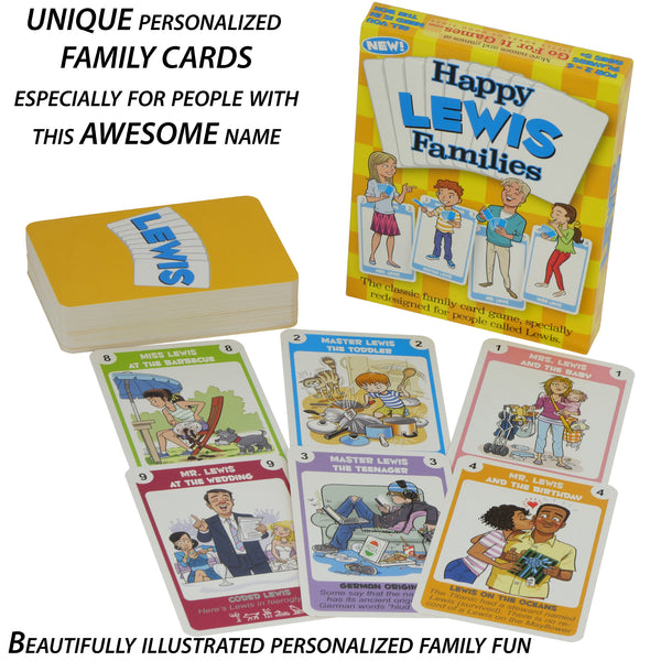 Happy Families Card Game for families with the surname Lewis - Go For It Games UK