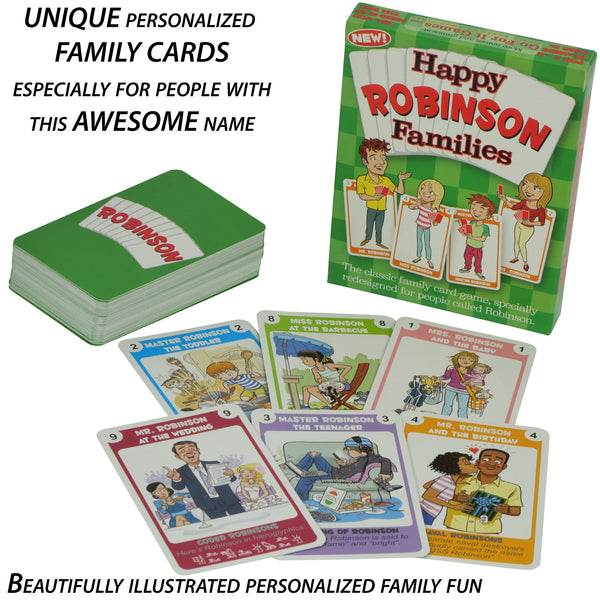 Happy Families card game for families named ROBINSON - Go For It Games UK