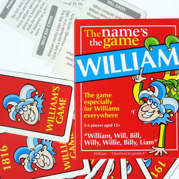 William's Game - a game for the William, Will, Bill or Billy in your life - Go For It Games UK